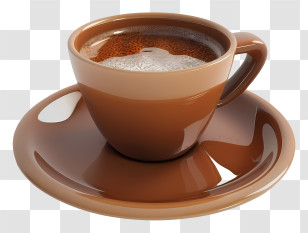Espresso Coffee - Realistic Brown Coffee Cup With Saucer Transparent PNG