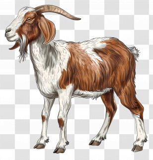 Boer Goat - Brown And White Goat Illustration Transparent PNG