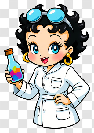 Betty Boop - Cartoon Female Scientist Holding Flask Transparent PNG
