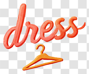 Dress Logo - Red Watercolor 'Dress' Lettering With Hanger Transparent PNG
