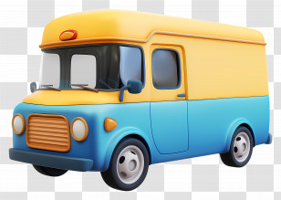 3d Car - Yellow And Blue Cartoon Van Transparent PNG