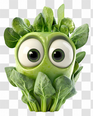 3d Spinach - Cartoon Green Vegetable With Eyes Transparent PNG