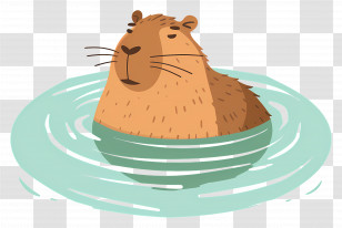 Capybara - Capybara Relaxing In Water Transparent PNG