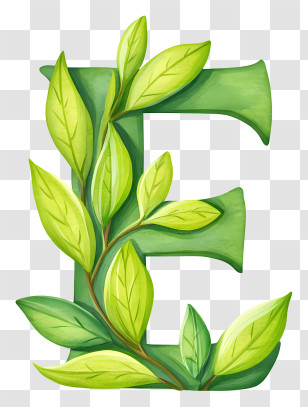 Green Leafy Letter E - Leafy Green Letter E Transparent PNG