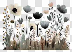 Flower Banner - Colorful Wildflowers Illustration Transparent PNG