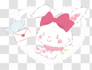 Wish Me Mell - Cute Bunny Illustration With Bow And Letter Transparent PNG