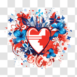 Costa Rica Independence Day - Colorful Heart With Flowers Transparent PNG