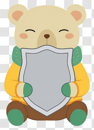 Cute Bear - White Bear With Shield Transparent PNG