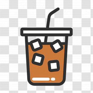 Cold Coffee - Iced Drink Illustration With Straw And Ice Cubes Transparent PNG