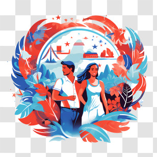 Costa Rica Independence Day - Couple In Scenic Landscape Transparent PNG