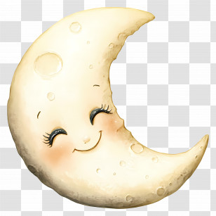 Cute Moon - Friendly Smiling Cream Crescent Moon Transparent PNG