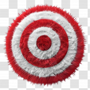 3d Fuzzy Logo - Red And White Fluffy Target Transparent PNG