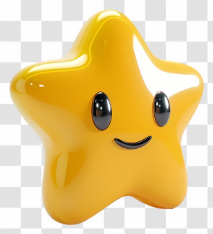 3d Yellow Star - Yellow Smiling Star Cartoon Design Transparent PNG