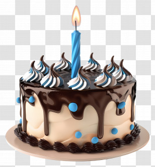 3d Birthday Cake - Birthday Cake With Chocolate And Candle Transparent PNG