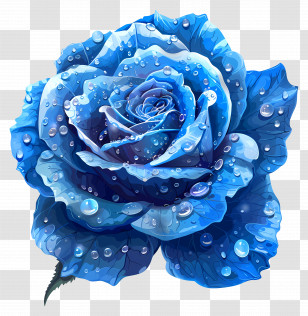 Blue Rose - Eye-Catching Blue Rose With Water Droplets Transparent PNG