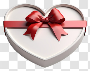Gift Box - Heart-Shaped Gift Box With Red Ribbon Transparent PNG
