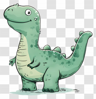 Cartoon Dinosaur - Happy Cartoon Dinosaur Illustration Transparent PNG