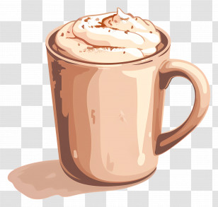 Mug Of Cocoa - Cozy Mug Of Hot Chocolate With Whipped Cream Transparent PNG