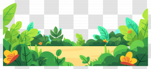 Grass Ground - Green Garden With Flowers Background Transparent PNG