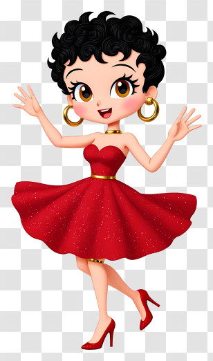 Betty Boop Dancing - Chic Cartoon Woman In Red Dress Transparent PNG