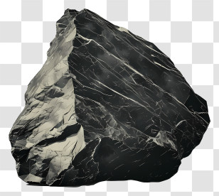 Rock - Black Rugged Rock With Textured Details Transparent PNG