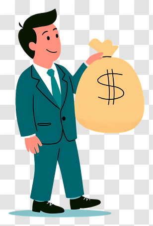 Businessman Holding Big Money Bag - Businessman Holding Money Bag Transparent PNG