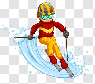 Cartoon Character - Skier In Action Illustration Transparent PNG