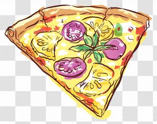 Hawaiian Pizza - Illustration Of Pizza Slice With Toppings Transparent PNG