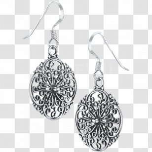 Locket Earring Silver Body Jewellery - Flower Jewelry Transparent PNG