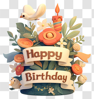 Cartoon Birthday Cake - Happy Birthday Banner Transparent PNG