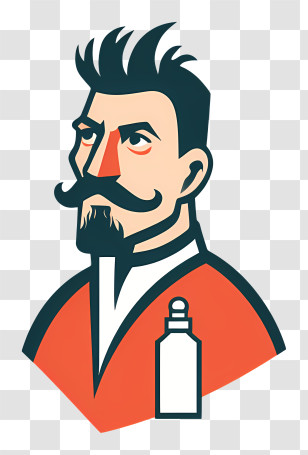 Barber Logo - Man With Mustache And Bottle Transparent PNG