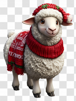 Christmas Sheep - Cute Sheep In Festive Winter Attire Transparent PNG