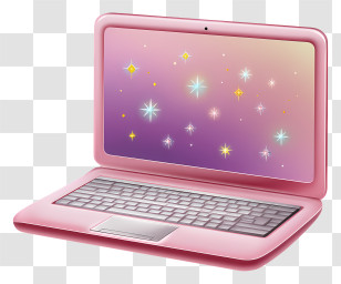Pink Aesthetic Laptop - Pink Laptop With Starry Screen Transparent PNG