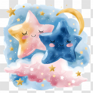 Star - Smiling Stars In The Night Sky Transparent PNG