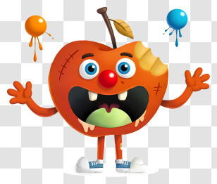 Bitten Apple - Crazy Bitten Apple Monster Transparent PNG