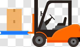 Cartoon - Forklift Carrying Cargo Box Transparent PNG