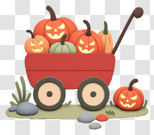 Pumpkin Wagon - Jack-o'-Lantern Wagon Transparent PNG