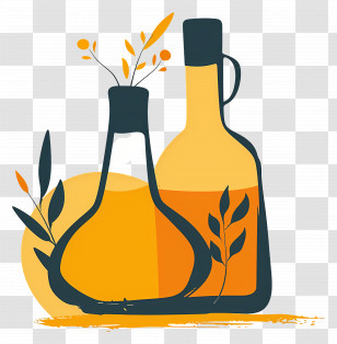 Cooking Oil - Stylized Oil Bottles Transparent PNG