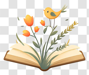 Welfare Logo - Open Book With Flowers And Bird Illustration Transparent PNG