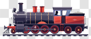 Steam Locomotive - Vintage Steam Locomotive In Cool Colors Transparent PNG