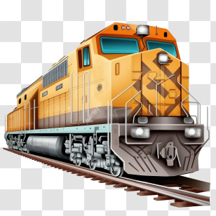 Cargo Train
 - Modern Yellow Locomotive On Railway Track Transparent PNG