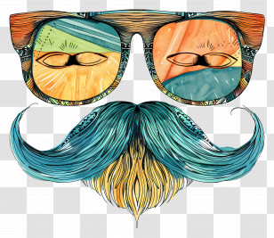 Moustache - Colorful Glasses And Mustache Illustration Transparent PNG