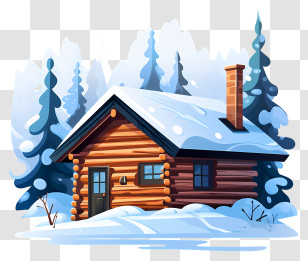 Log Cabin - Log Cabin In Snow Covered Landscape Transparent PNG