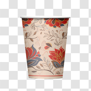 Paper Cup Mockup
 - Floral Decorative Paper Cup Design Transparent PNG