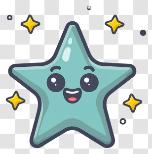 Cartoon Starfish - Smiling Blue Star Cartoon Art Transparent PNG