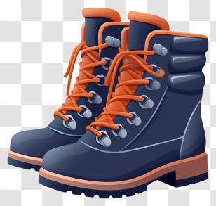 Winter Boots - Rugged Hiking Boots With Orange Laces Transparent PNG