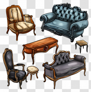 Furniture - Vintage Furniture Collection Transparent PNG