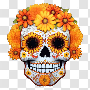 Day Of The Dead
 - Dia De Los Muertos Floral Skull Design Transparent PNG