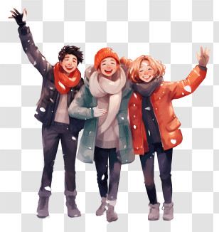 Winter Clothing - Friends Enjoying Winter Illustration Transparent PNG