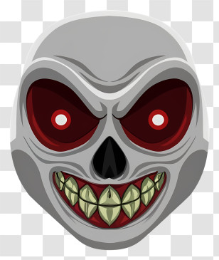 Skull Face - Creepy Skull Mask With Red Eyes Transparent PNG